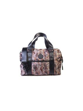 KIPLING Handbag Snakeprint Brown Satchel Crossbody Nylon